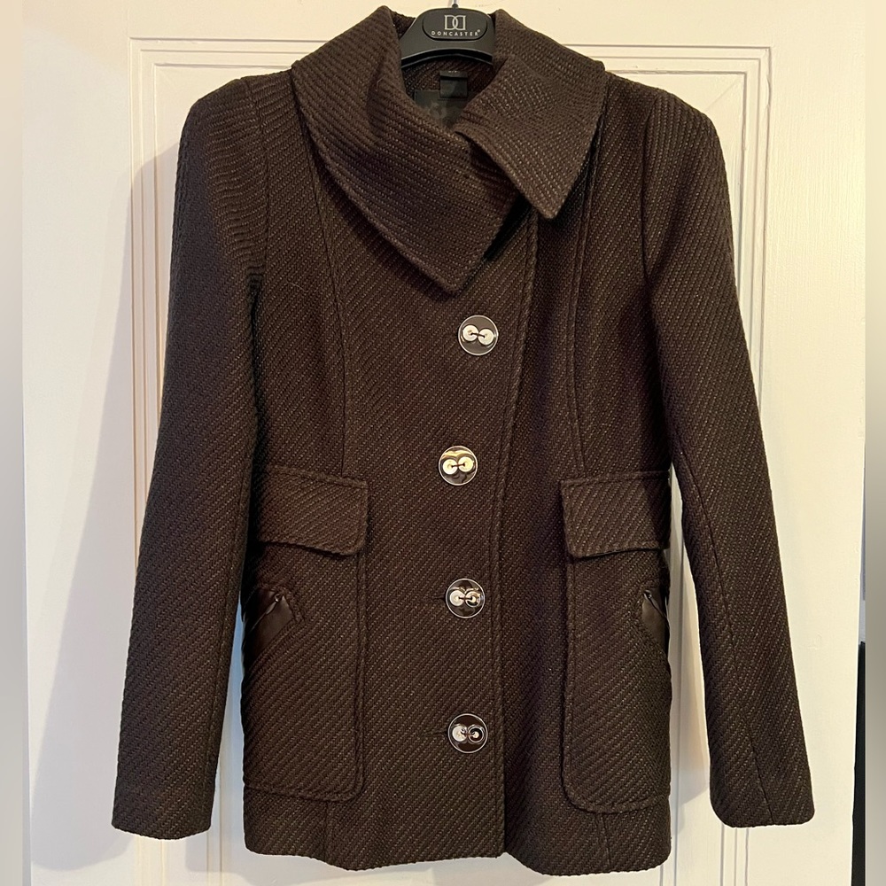 ~Mackage Brown Winter Coat with Leather Trim Sz. S *EUC* MSRP: $699+tax retail